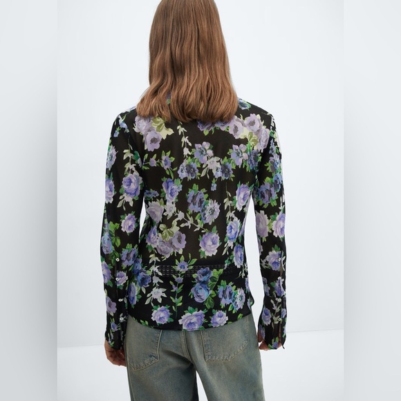 Mango semi transparent printed shirt NWT - Picture 4 of 5